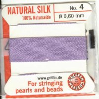 2 Meters of #4 Lilac Griffin Silk Cord with Fixed Needle
